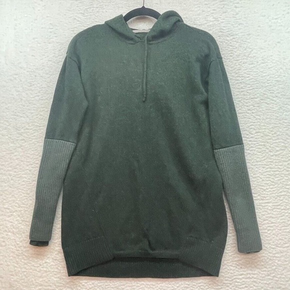 Athleta Sweater Womens Small Green Merino Wool Nopa Hooded Cozy Pullover Casual - Picture 1 of 12